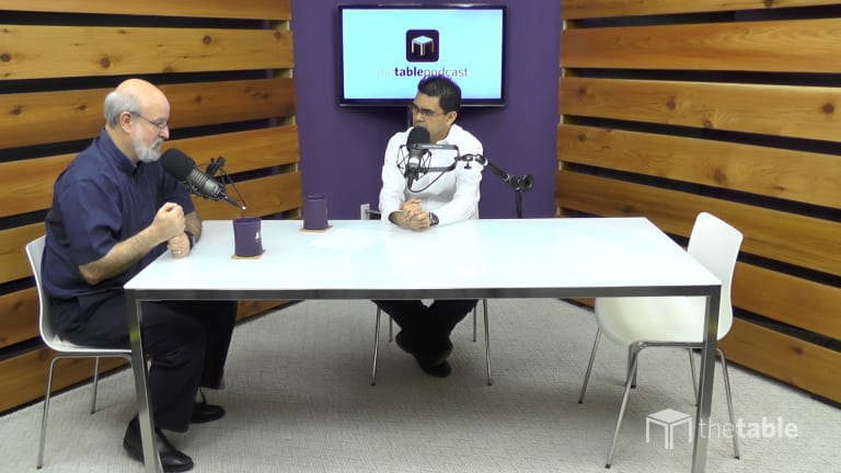 Dr. Bock and guest recording The Table podcast